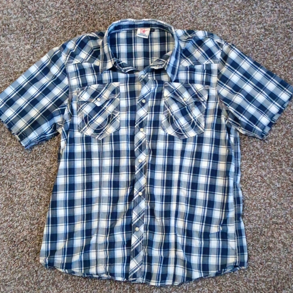 True Religion Pearl Snap Short Sleeve Button Down XXL